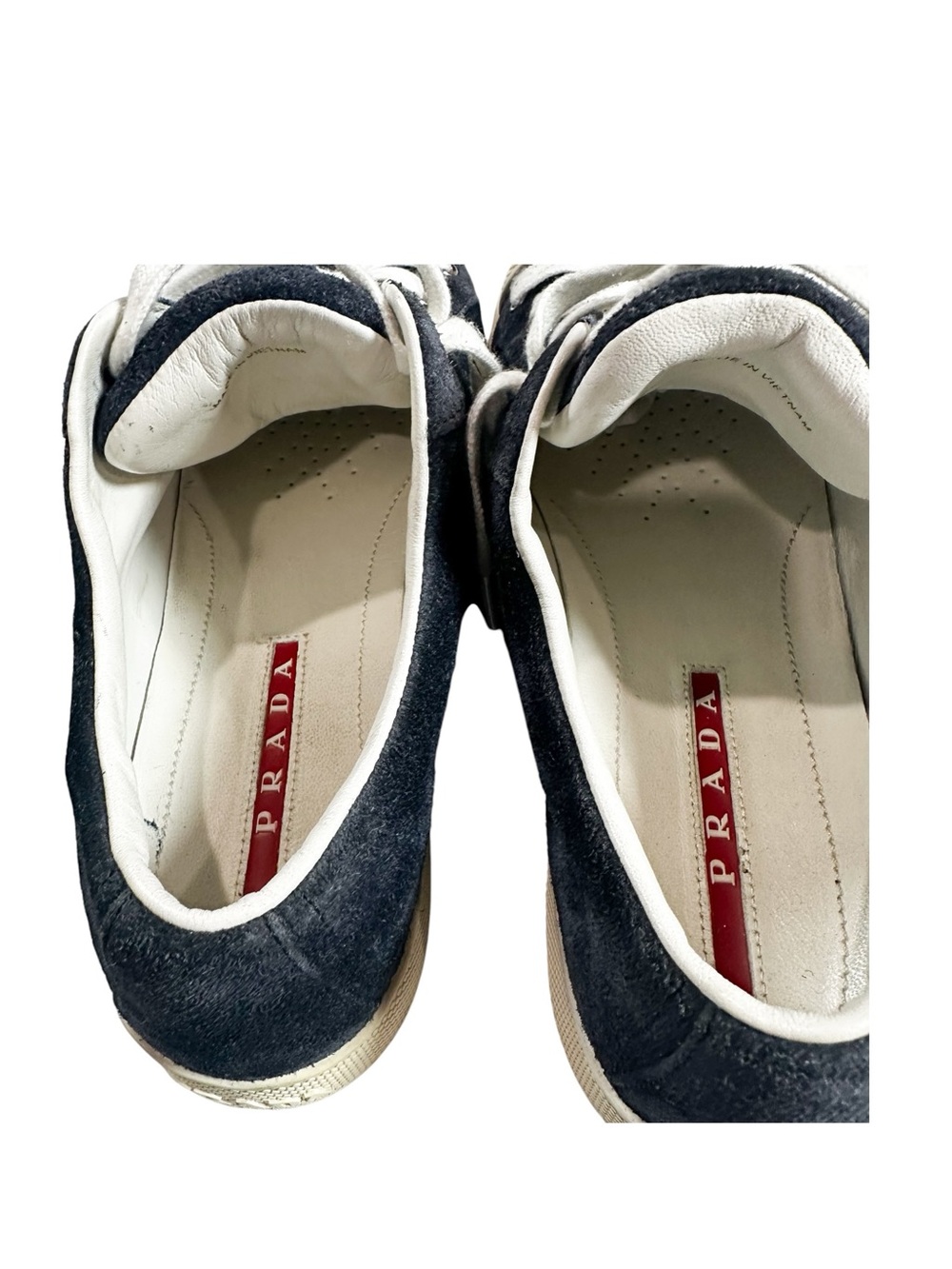 Prada Navy Low Top Lace Up Suede Women Sneakers Shoes Size 41.5 (US 11.5 W) - Picture 4 of 12